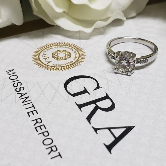 1 Carat Moissanite Solitaire Ring with 925 Sterling Silver Band - Picture 5 of 9